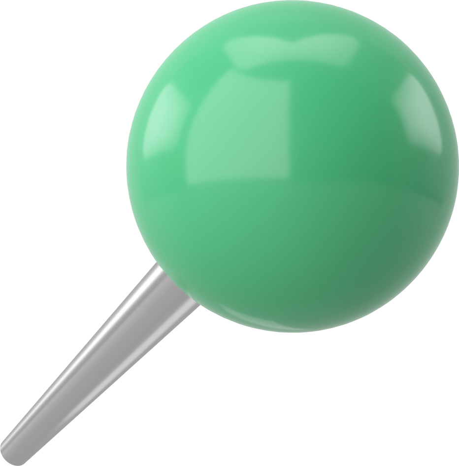 Push pin. Drawing pin. 3D pin.